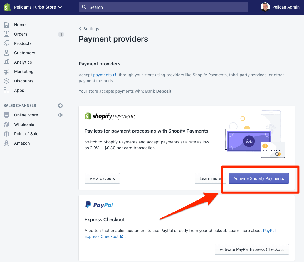 How to set up Shopify Payments, PayPal, or a Third Party Processor on Shopify 3 activate shopify payments