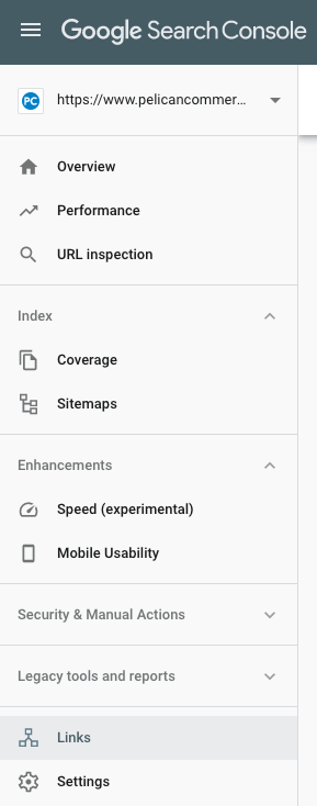 google search console links navigation example