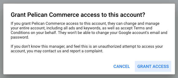 confirm google adwords account access